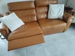 Canapé électrique en cuir cognac, Huis en Inrichting, Zetels | Zetels, Ophalen, Gebruikt, Driepersoons, Leer
