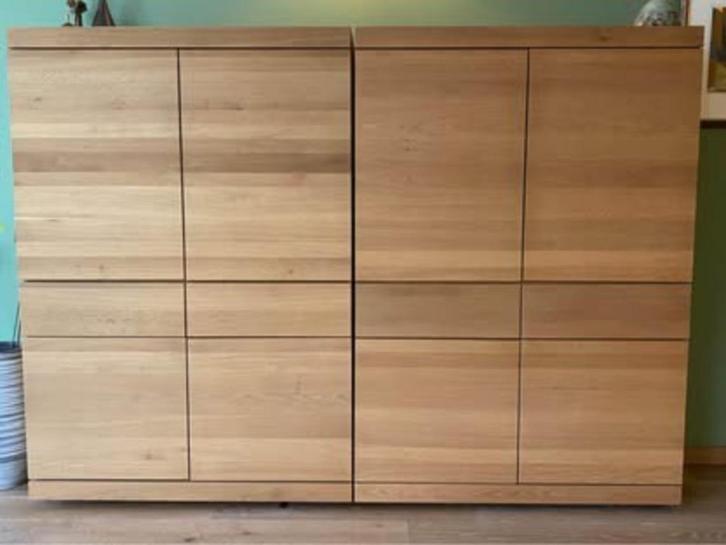 2 vol-eiken kasten merk Ethnicraft, Huis en Inrichting, Kasten | Kleerkasten, Zo goed als nieuw, 150 tot 200 cm, 100 tot 150 cm