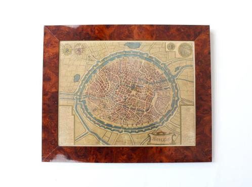 gravure du plan de la ville de Bruges, Antiquités & Art, Art | Eaux-fortes & Gravures, Enlèvement ou Envoi
