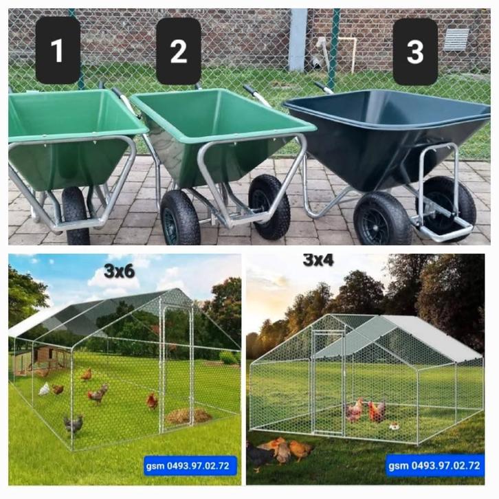 KIPPENRENNEN en kruiwagens enkel DIT WEEKEND VERKRIJGBAAR, Dieren en Toebehoren, Pluimvee | Toebehoren, Nieuw, Kippenhok of Kippenren