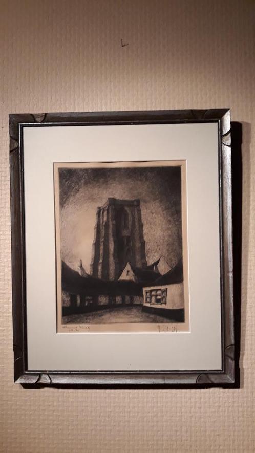 Gerard Schelpe (1906 – 1973), Ets Droomende Wachter, 1936, Antiek en Kunst, Kunst | Etsen en Gravures, Ophalen of Verzenden