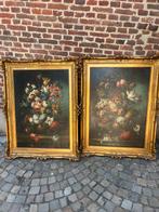 2 grote bloemenschilderijen in mooie kaders, Ophalen