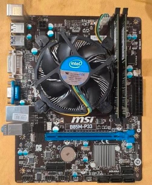 Bundle : MSI B85M-P33 mb + Intel core i5-4440 cpu + 8gb ram., Informatique & Logiciels, Cartes mères, Utilisé, Intel, DDR3, Enlèvement ou Envoi