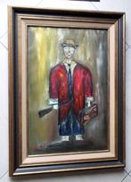 schilderij olieverf abstract clown + mooie kader, Antiek en Kunst, Ophalen