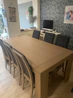 Massieve eettafel plus 6 stoelen uittrekbaar, Huis en Inrichting, Ophalen