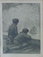 KURT PEISER / GAMIN DE PECHEURS / ZW-W ETS / 59x48cm / KADER, Ophalen of Verzenden