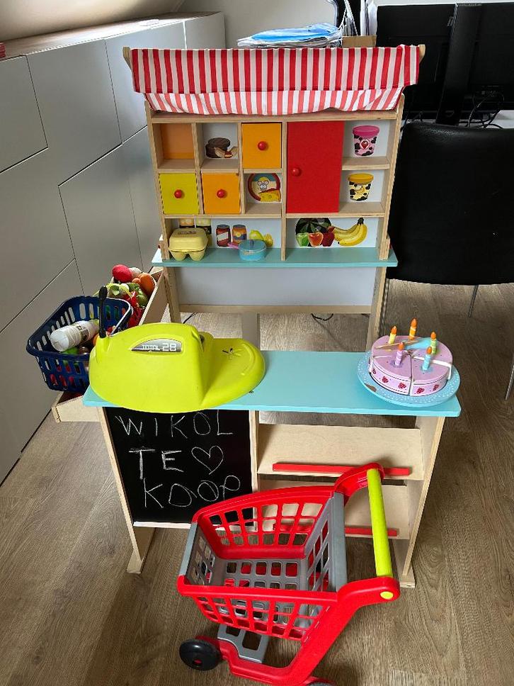 Speelgoedwinkel met accessoires, Kinderen en Baby's, Speelgoed | Houten speelgoed, Gebruikt, Ophalen