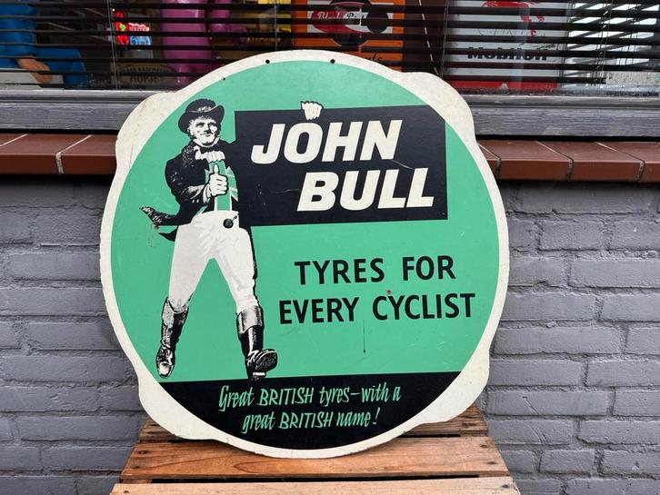 John Bull banden oud reclamebord, Verzamelen, Merken en Reclamevoorwerpen, Gebruikt, Reclamebord, Ophalen of Verzenden