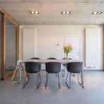 Complete moderne woonkamer set – Zetel + inox eettafel + 6 s, Huis en Inrichting, Ophalen, Zo goed als nieuw, Stof, Modern