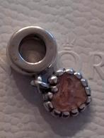 Zilver bedeltje met rose hartje, Overige merken, Gebruikt, Ophalen of Verzenden, 1 bedel
