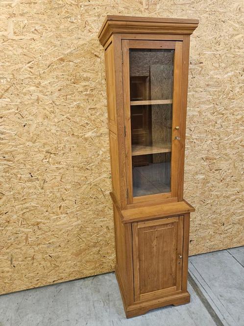 Mooi massief teakhouten kastje (2delen), Huis en Inrichting, Kasten | Vitrinekasten, Zo goed als nieuw, Glas, Ophalen