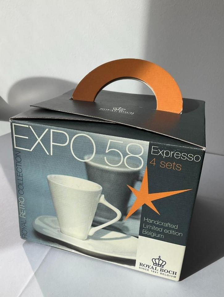 4 tasses/soucoupes Expresso Expo 58 - Royal Boch 2008, Antiek en Kunst, Antiek | Keramiek en Aardewerk, Ophalen