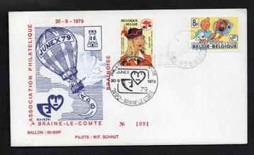 Année 1979 : FDC par ballon numéroté 1091 - 1944 - Hergé : T disponible aux enchères