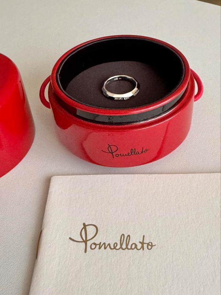 Pomellato Milano 18 karaat wit gouden ring met diamant! 16mm, Handtassen en Accessoires, Ringen, Dame of Heer, Kleiner dan 17