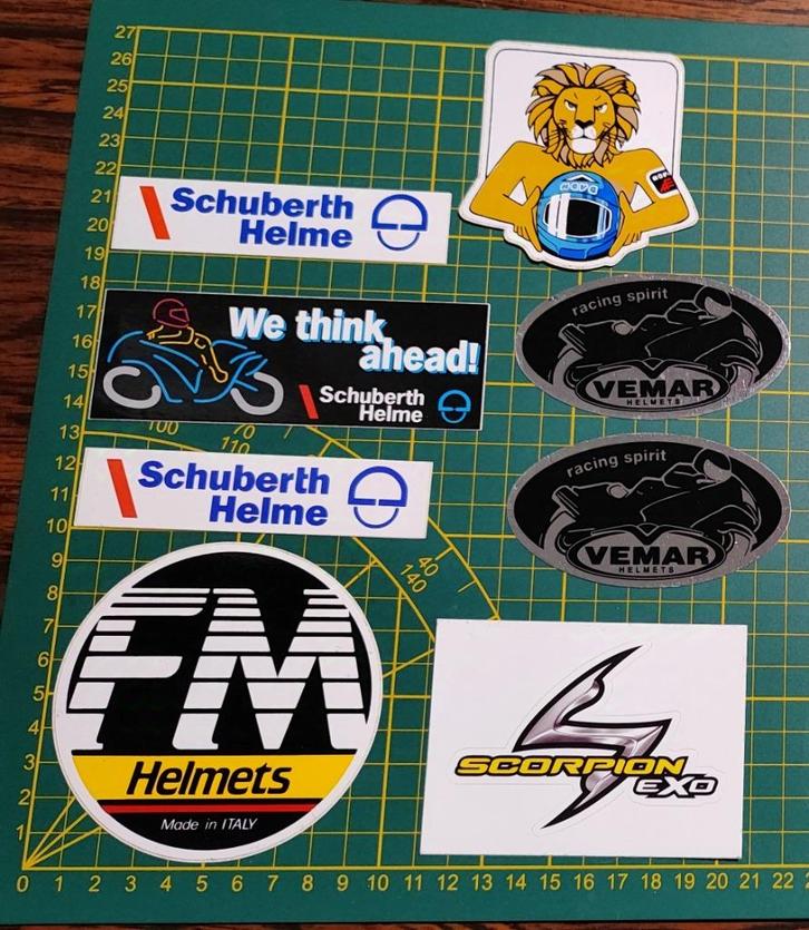 Lot 8x stickers Motor helm FM,Schuberth,Nova,Vemar,Scorpion, Verzamelen, Stickers, Ophalen of Verzenden
