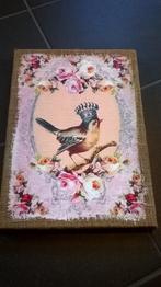 Kader jutte doek met print vogel en kroontje, Huis en Inrichting, Minder dan 50 cm, Nieuw, Ophalen of Verzenden, Print