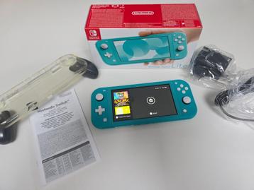 Nintendo Switch Lite Turquoise + SD + Grip, Enlèvement ou Envoi, Turquoise, Comme neuf, Avec housse de protection ou sac