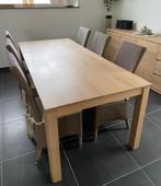 eettafel en stoelen, Huis en Inrichting, Ophalen, Eikenhout, 200 cm of meer, Zo goed als nieuw