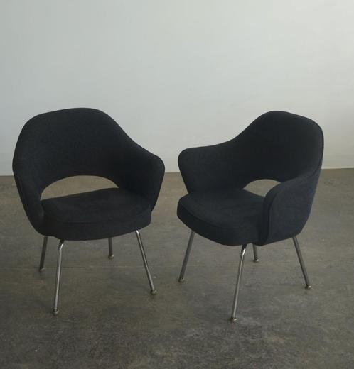 6x Saarinen Executive - Conference Chair in zwarte stof, Huis en Inrichting, Stoelen, Gebruikt, Vijf, Zes of meer stoelen, Stof