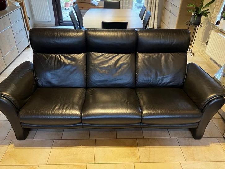 Lederen salon, Huis en Inrichting, Zetels | Complete zithoeken, Gebruikt, Leer, Ophalen