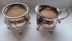 Antiek verzilverd suiker- en melkpotje., Ophalen of Verzenden