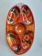 Houten handgeschilderde vintage sierschaal, Antiek en Kunst, Ophalen of Verzenden