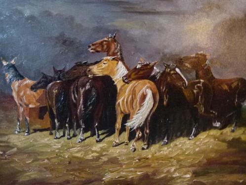 schilderij Pferde im Sturm naar Alfred Roloff, Antiek en Kunst, Kunst | Schilderijen | Klassiek, Ophalen
