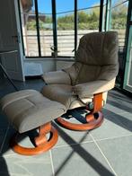 Stressless relaxzetel met voetbank in leder perfecte staat, Ophalen, Zo goed als nieuw