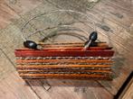 Unieke handmade handtas van bamboe, hout en stof, Ophalen of Verzenden, Zo goed als nieuw, Oranje, Handtas