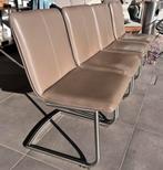 4 eetkamerstoelen, Ophalen, Gebruikt, Bruin, Leer