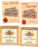 Lot vn 4 oude wijnetiketten Gr. Cru Classes, Verzamelen, Wijnen, Ophalen of Verzenden, Zo goed als nieuw, Frankrijk, Rode wijn