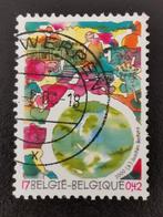 Belgie 2000 - kindertekening, wereldbol, Ophalen of Verzenden, Gestempeld