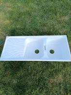 Evier de cuisine blanc deux bacs, PVC (115x50), Ophalen, Gebruikt, Wit