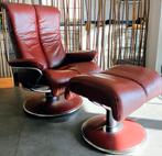 BORDEAUX FAUTEUIL MET VOETBANK  100€, Ophalen, Zo goed als nieuw, Leer, Modern