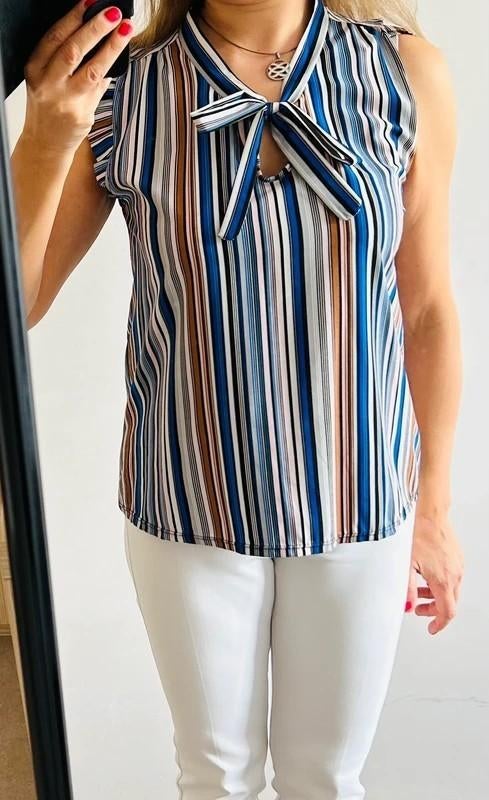 Gestreept blousje zonder mouwen, Taille 38/40 (M), Comme neuf, Bleu, Terra di Siena