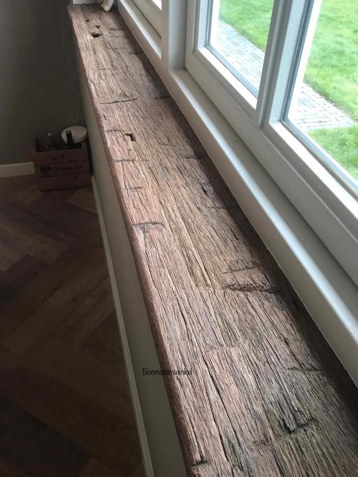 Vensterbanken | Vensterbank oud hout | Op maat gemaakt €75 m, Doe-het-zelf en Bouw, Plinten en Afwerking, Nieuw, Vensterbanken