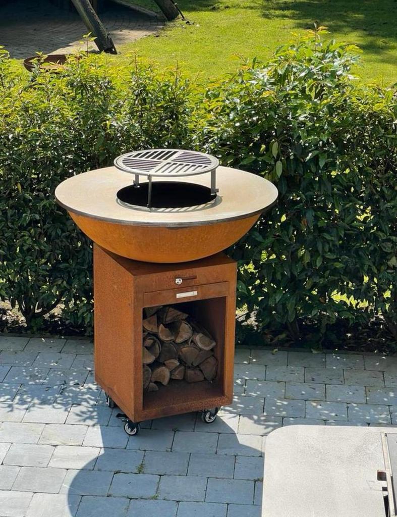 Plancha BBQ cortenstaal – plaatdikte 1 cm – met accessoires, Tuin en Terras, Houtskoolbarbecues, Nieuw, Met accessoires, Ophalen