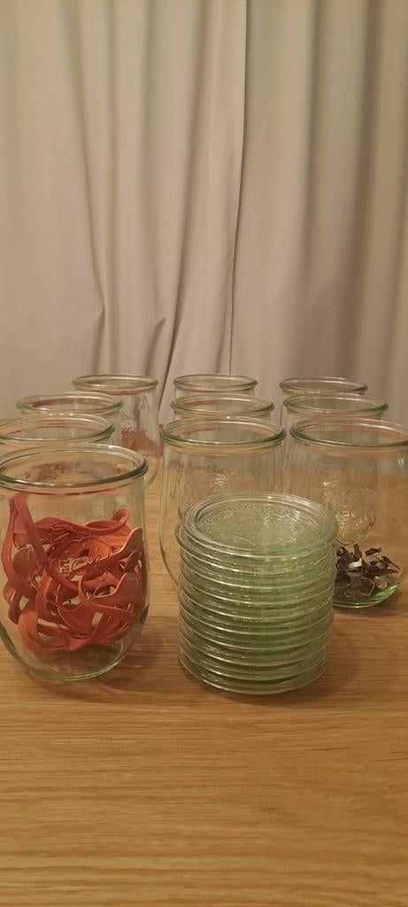 Weck 6 x weckpot 850 ml (3/4 liter) met rubberen ring en 2 klemmen