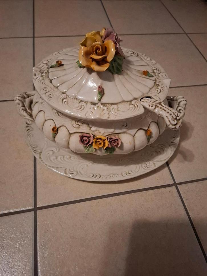 Siercoupe met schotel "Bassano", Maison & Meubles, Accessoires pour la Maison | Vases, Comme neuf, Blanc, Moins de 50 cm, Poterie ou Porcelaine