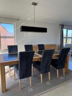 Tafel + 6 stoelen + dressoir. Eetkamer, Huis en Inrichting, Ophalen, Gebruikt, Blauw, Stof
