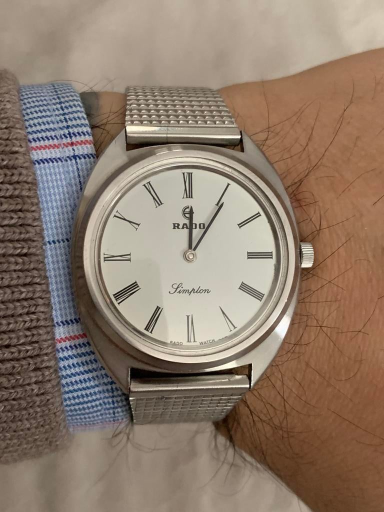 Zeldzame Rado Simplon- Gérald Genta Design “Gereviseerd”, Handtassen en Accessoires, Horloges | Heren, Staal, Ophalen of Verzenden