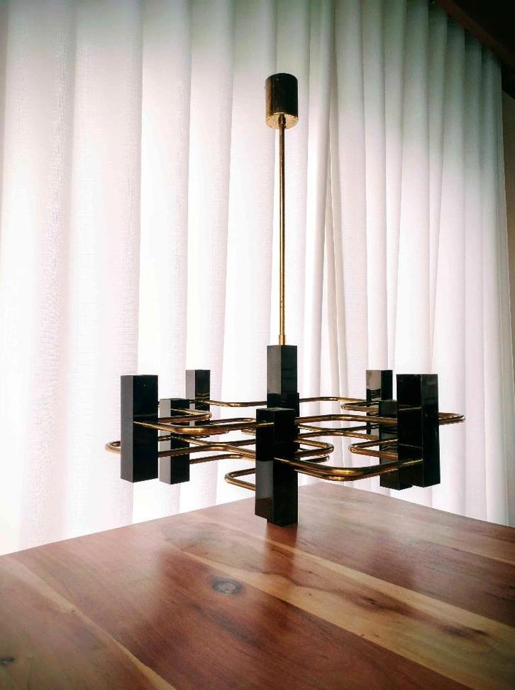 Vintage luster design lamp kroonluchter S.A. Boulanger, Huis en Inrichting, Lampen | Kroonluchters, Gebruikt, Ophalen