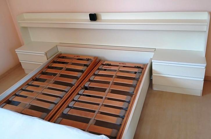 bed gratis twijfelaar, Huis en Inrichting, Slaapkamer | Bedden, Gebruikt, Twijfelaar, 140 cm, 210 cm, Hout, Wit, Ophalen