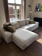 Stoffen zetel beige, Huis en Inrichting, Ophalen, Gebruikt, Hoekbank, Driepersoons