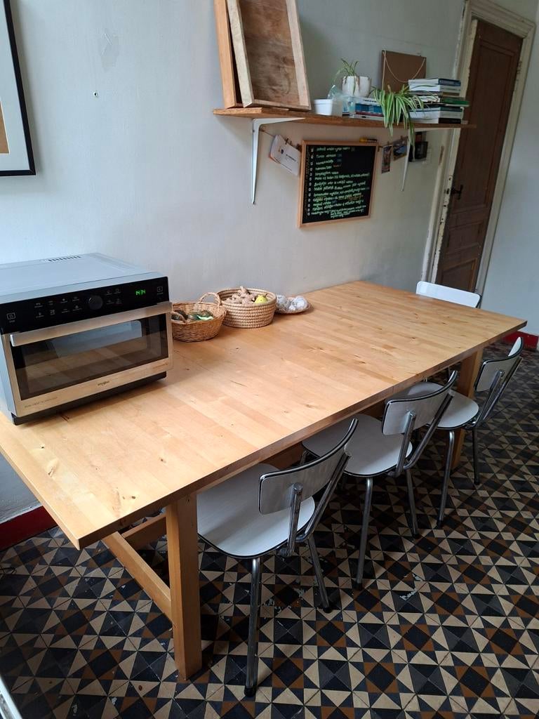 Grote massief houten tafel - verlengbaar - goede staat!, Huis en Inrichting, Ophalen