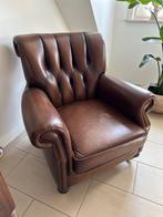 Twee lederen clubfauteuils chesterfield achtig, Huis en Inrichting, Fauteuils, Ophalen, Gebruikt, 75 tot 100 cm, Klassiek - vintage