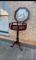 Prachtige tafeltje mahonie met geslepen glas, Ophalen of Verzenden