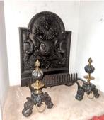 Haardset openhaard haardplaat bokken gietijzer, Ophalen, Zo goed als nieuw