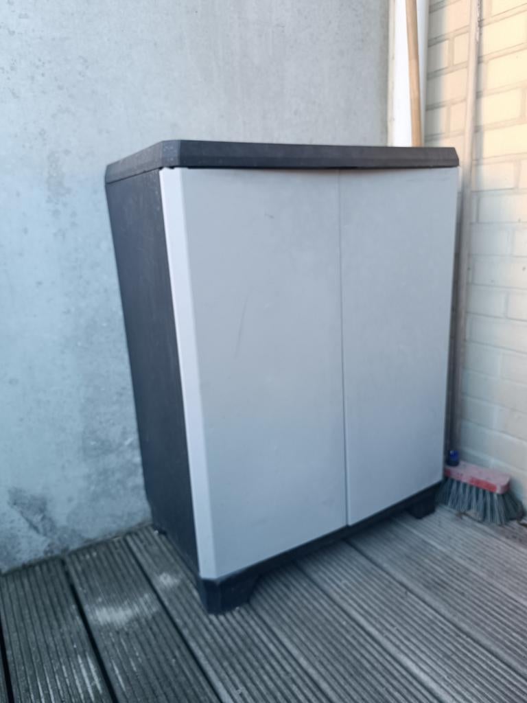 Twee kunststof terrasopbergkasten., Ophalen, Kunststof