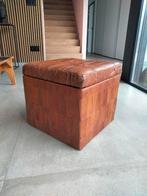 1970s vintage design poef patchwork leder De Sede stijl, Enlèvement ou Envoi, Utilisé, Moins de 50 cm, Rectangulaire